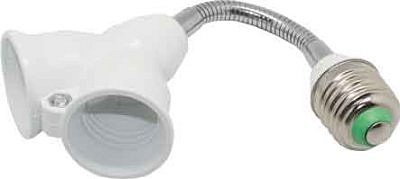 Переходник гибкий с цоколя Е27 на 2хЕ27 150мм белый