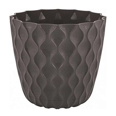 Горшок для цветов InGreen Wave d175 2,5л с дренажной сеткой и съемным поддоном, Горький шоколад IG650210011 