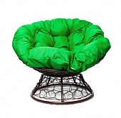 Кресло ПАПАСАН Ротанг (КОРИЧНЕВЫЙ),подушка зеленая в ассортименте