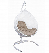 Подвесное кресло КАПЛЯ Ротанг (БЕЛЫЙ),подушка ЛЕН