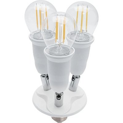 Переходник с цоколя Е27 на 3хЕ27 регулируемый наклон 