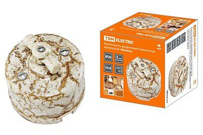 Выключатель фарфоровый с ручкой мрамор бежевый