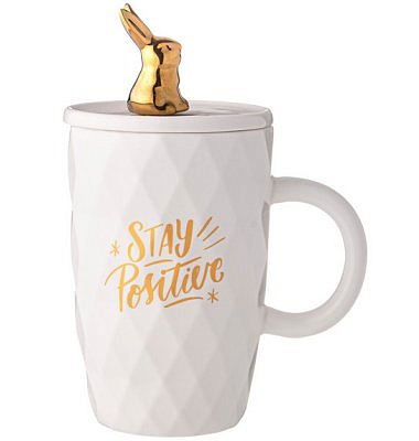 КРУЖКА LEFARD С КРЫШКОЙ И ЛОЖКОЙ BUNNY 390МЛ, БЕЛАЯ 90-1093