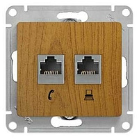 Механизм розетки телеф.+комп. 2-м RJ11+RJ45 дер. дуб SchE GLS000585