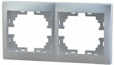 Рамка 2 места , горизонтальная , серебро 701-1000-147
