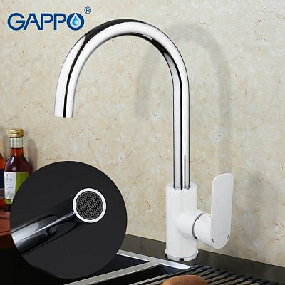 Смеситель для кухни Gappo однорычажный белый хром G4048