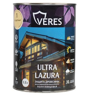 Пропитка VERES Ультра лазура №1 Бесцветный 0,8л VU-01 281384