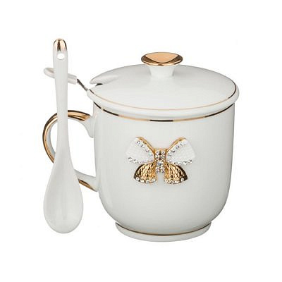 ЗАВАРОЧНАЯ КРУЖКА С БАНТИКОМ И ЛОЖКОЙ "VENEZIA" 350мл.