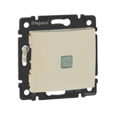 Механизм переключателя 1-клавиша с подсветкой СП Valena проходной на 2 направления , слоновая кость Leg 774326  