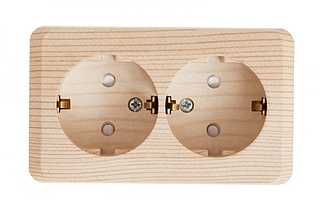 Розетка 2-м ОП 16А с/з защит. шторки сосна SchE PA16-008D