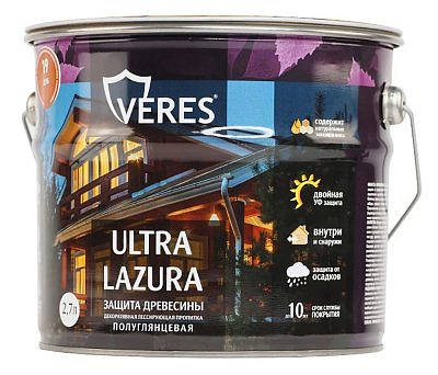 Декоративная пропитка для дерева VERES Ультра лазура №19 Дуб 2,7л VU-29