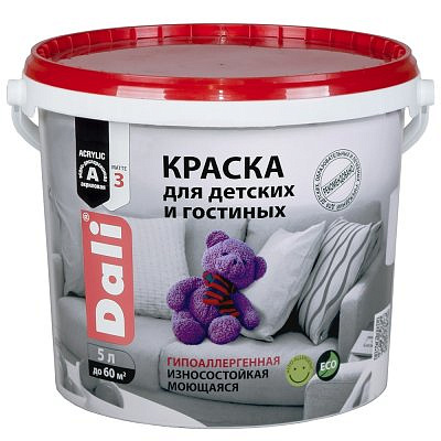 Краска DALI для детских и гостинных, гипоалергенная, матовое покрытие 5л