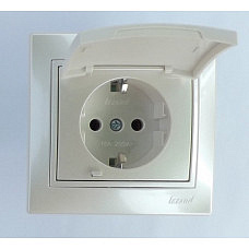 Розетка 701-3030-123 1гн керамика с/з с крышкой жемч.белый перлам.