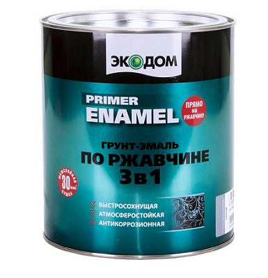 Грунт-эмаль по ржавчине Экодом 3 в 1 Чёрная 0,9кг