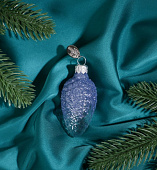 Ёлочное украшение "Шишка в снегу", прозрачная, сиреневая, в подарочной упаковке, h-8см 1011112