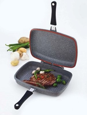 Гриль DARIIS 34х24 двусторонний литой гранит серый. ILAG PREMIUM