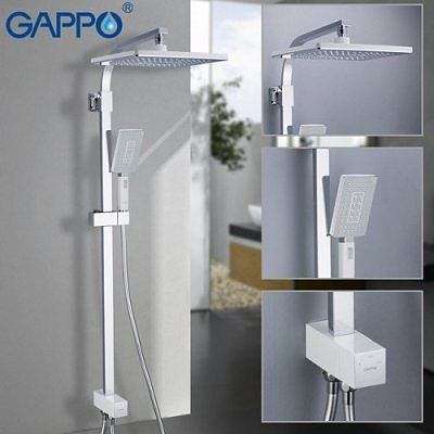 Душевая система Gappo G2408-8 с верхним душем,белый/хром.