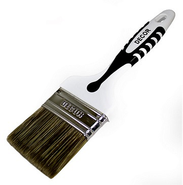 Кисть DECOR "Black White" для лака 100х15мм темная щетина, 2К ручка 830-100