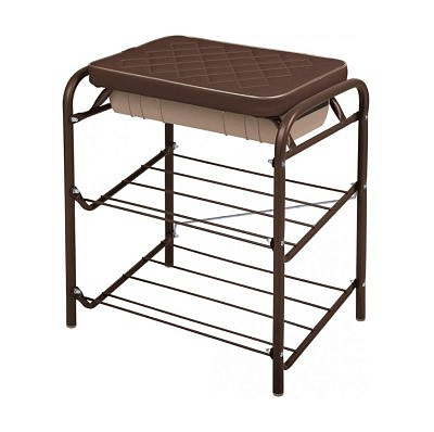 Банкетка 2 полки мягкое сиденье с ящиком (44*33*51,6) коричневый HAUSHALT 222656 НБ2/BR