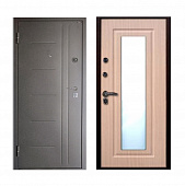 Входная дверь Стандарт Штамп (Лесенка) Антрацит черный/ПВХ беленый дуб (зеркало) 860 левая