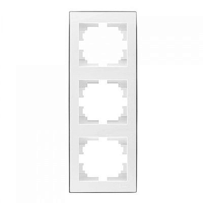 Рамка 3 места , вертикальная , белая с боковой вставкой , хром 703-0225-153 