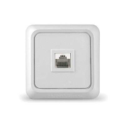 Розетка UNIVersal Олимп ОУ роз. комп.  1 мест. бел. (керам. осн., RJ45) 1075