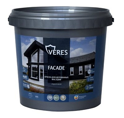 Краска акриловая "FACADE" VERES для деревянных фасадов бежевая пудра 0,9л 270325