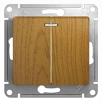 Механизм выключателя 2-клавиши  с подсветкой дерево  дуб SchE GSL000553