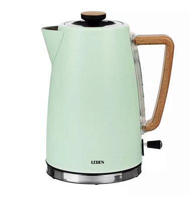 Чайник электрический LEBEN 1,7 л., 2200 Вт., металл, мятный 291-092