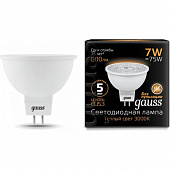 Лампа Gauss LED MR16 7W/2700 220V черная упаковка линза прозрачная