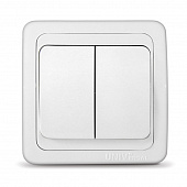 Переключатель Валери UNIVersal  СУ 2 клавиши ,  белый (пластик) В0023