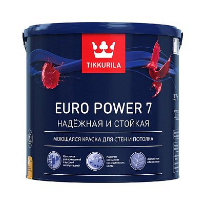 Краска Tikkurila Евро-7, 2,7л.(База С, не использовать без коллеровки.)