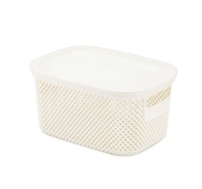 Корзина NICKEL 17,2х23,6х12,2см 3,5л с крышкой слоновая кость