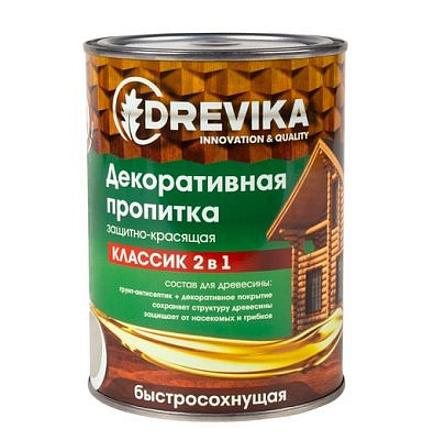 DREVIKA  Пропитка декоративная Классик 2в1 белый 0,75л