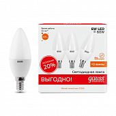 Лампа Gauss LED Candle EL  6W/2700 E14 Промо 3шт 