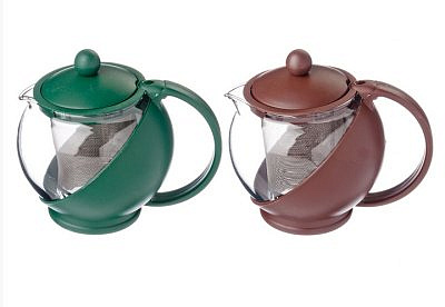Чайник заварочный 500мл ситечко из нержавеющей стали стекло пластик 850-156