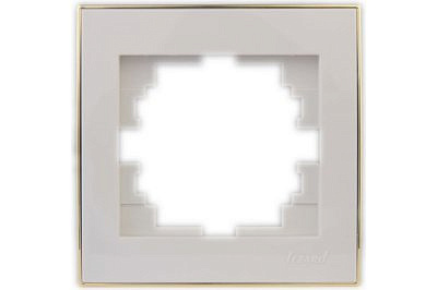 Рамка 1-местная Lezard Rain Белый горизонтальная с боковой вставкой золото 703-0226-146