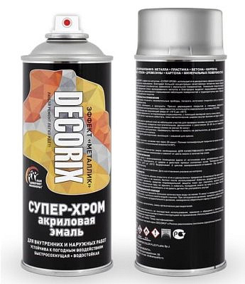 Эмаль аэрозольная DECORIX металлик супер-хром серебро 520мл 0158-02 DX