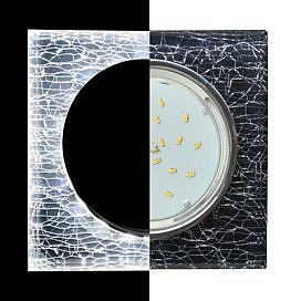 Светильник Ecola GX53-H4 LD5311 стекло, Квадрат с подсветкой 4К , скошенный край Черный/Хром зеркальный  38x120 