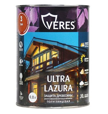 Пропитка VERES Ультра лазура №3 Тик 0,8л VU-07