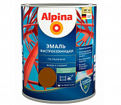 Эмаль ALPINA быстросохнущая по ржавчине RAL8017 полуматовый шоколадный 2,5л