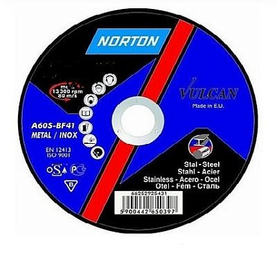 Круг отрезной по металлу 125*1.6*22,2мм  Vulkan NORTON