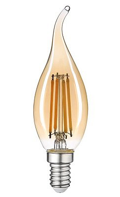 Лампа светодиодная Е14 10W 4500K 4K 35x118 филамент нитевидная, Золотая 661423 General LOFT свеча на ветру 