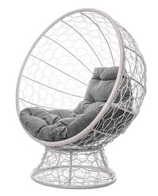 Кресло "КОКОС" на подставке с ротангом БЕЛОЕ (в ассортименте)