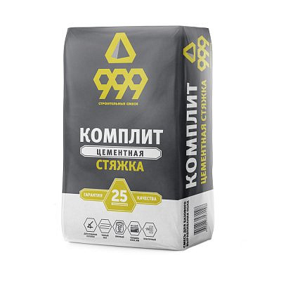 Ровнитель для пола 999 КОМПЛИТ цементная стяжка, 25кг 