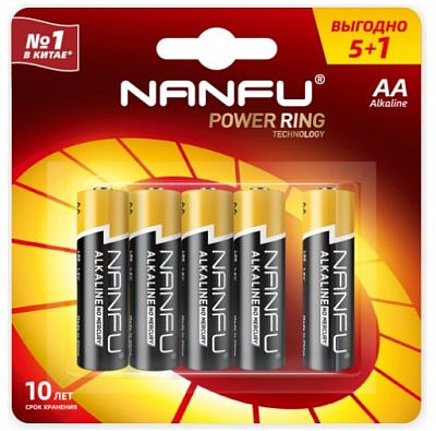 НАНФУ  LR06/316/АА упак  6штук BL6  элемент питания Nanfu (цена за упаковку)