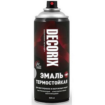 Эмаль аэрозольная DECORIX термостойкая +400 черный 520мл 