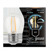Лампа Gauss LED-F Globe  5W/4100 E27  Filament матовая 80х45