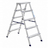 Стремянка двухсторонняя алюминиевая 5 ступеней АЛЮМЕТ 44976