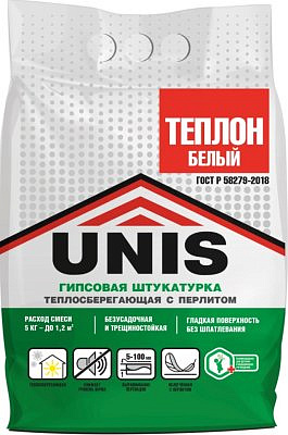 Штукатурка Юнис Теплон гипсовая БЕЛЫЙ 5кг